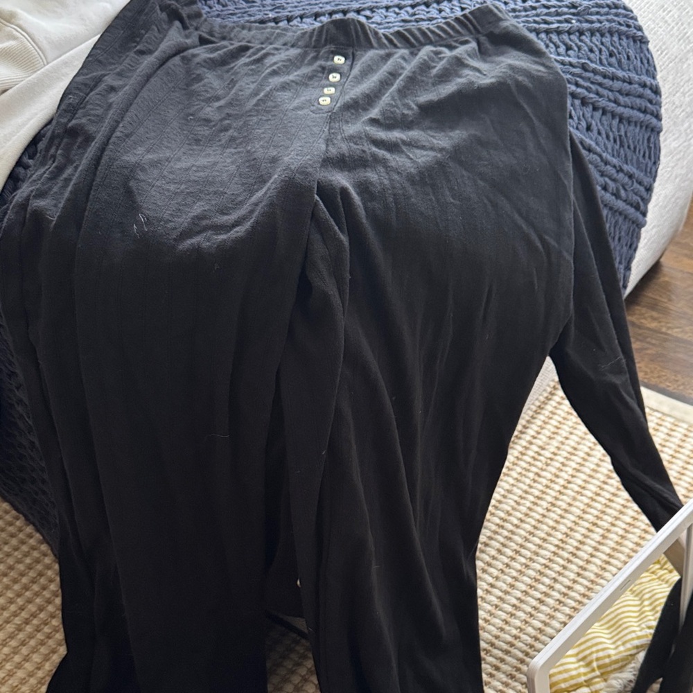 Black Long  pants Button Detail